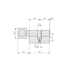 Cilinders|Cilinders > Abus knopcilinder KE60NP High Security 30/30 mm