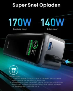 Batterijladers|Computeraccessoires > Anker Prime powerbank snelladen 27.650 mAh (250W)