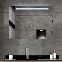 Atlantic badkamerspiegel Delon met verlichting rechthoek 60 x 80 cm chroom
