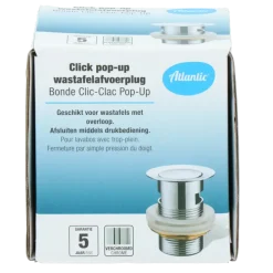Afvoerbuizen & Hulpstukken > Atlantic Click pop-up wastafelafvoerplug Chroom