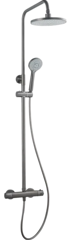 Atlantic regendoucheset Asher met handdouche 3 standen en thermostaatkraan gunmetal - hartafstand kraan 15 cm