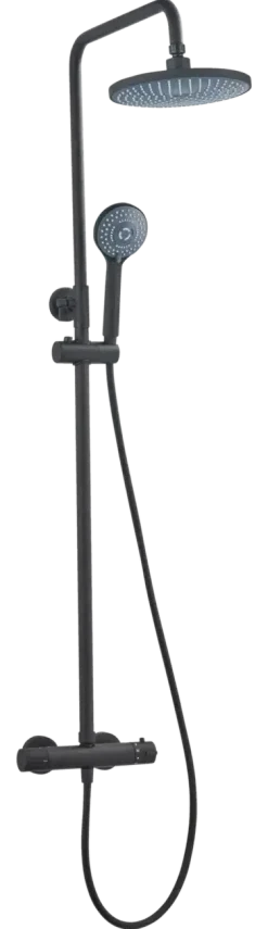 Atlantic regendoucheset Asher met handdouche 3 standen thermostaatkraan zwart - hartafstand kraan 12 cm