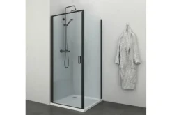 Atlantic regendoucheset Asher met handdouche 3 standen en thermostaatkraan zwart - hartafstand kraan 15 cm