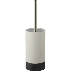 Atlantic toiletborstelgarnituur keramiek met ribbels Wit/Antraciet
