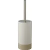 Atlantic toiletborstelgarnituur keramiek met ribbels Wit/Zand