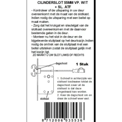 Deursloten|Cilinders > ATZ Insteekslot cilinderslot met witte voorplaat Doorn 50mm PC 55mm
