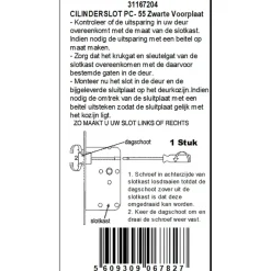 Deursloten|Cilinders > ATZ Insteekslot cilinderslot met zwarte voorplaat Doorn 50mm PC 55mm