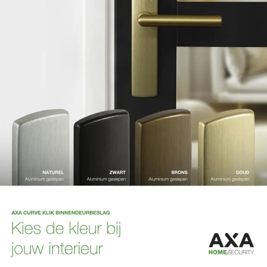Deurbeslag Binnendeur|Deurklinken > AXA deurkrukset Curve Blok goud blindschild sleutelgat PC55