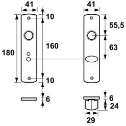 Deurbeslag Binnendeur|Deurbeslag Binnen > AXA langschild toilet aluminium kruk/toilet 63 mm