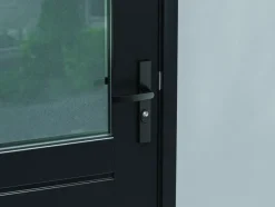 Deurbeslag Buitendeur|Deurklinken > AXA veiligheidsbeslag Edge achterdeur zwart smal schild met SKG 3-sterren 72 mm
