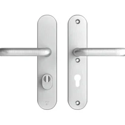 Deurbeslag Buitendeur|Deurklinken > AXA veiligheidsbeslag Oval achterdeur aluminium langschild met SKG 3-sterren 72 mm