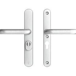 Deurbeslag Buitendeur|Deurklinken > AXA veiligheidsbeslag Oval achterdeur aluminium smal schild met SKG 3-sterren 55 mm