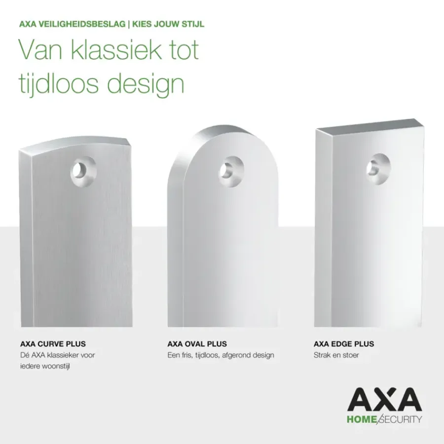 Deurbeslag Buitendeur|Deurklinken > AXA veiligheidsbeslag Oval achterdeur aluminium kortschild met SKG 3-sterren 52 mm