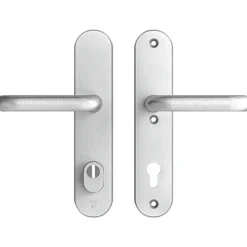 Deurbeslag Buitendeur|Deurklinken > AXA veiligheidsbeslag Oval achterdeur aluminium langschild met SKG 3-sterren 92 mm