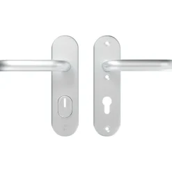 Deurbeslag Buitendeur|Deurklinken > AXA veiligheidsbeslag Oval achterdeur aluminium kortschild met SKG 3-sterren 72 mm