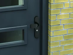 Deurbeslag Buitendeur|Deurklinken > AXA veiligheidsbeslag Oval voordeur zwart langschild met SKG 3-sterren 55 mm
