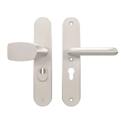 Deurbeslag Buitendeur|Deurklinken > AXA veiligheidsbeslag Oval voordeur aluminium langschild met SKG 3-sterren 55 mm