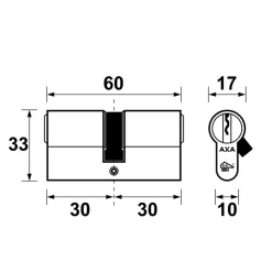 Cilinders|Cilinders > AXA veiligheidscilinder security 30-30mm SKG** gelijksluitend 2 stuks