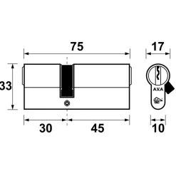 Cilinders|Cilinders > AXA veiligheidscilinder security 30-45mm SKG** gelijksluitend 3 stuks