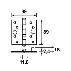 Scharnieren|Deurscharnieren > AXA veiligheidsscharnier kogellager SKG 3-sterren verzinkt 89x89 mm - 2 stuks