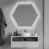 Badkamerspiegel Nora met verlichting hexagon 79 x 70 cm met lijst chroom