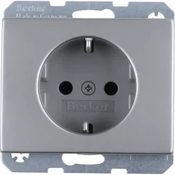 Inbouw Schakelmateriaal|Stopcontacten & Overige Contactdozen > Berker K5 Enkel Stopcontact Geaard RVS