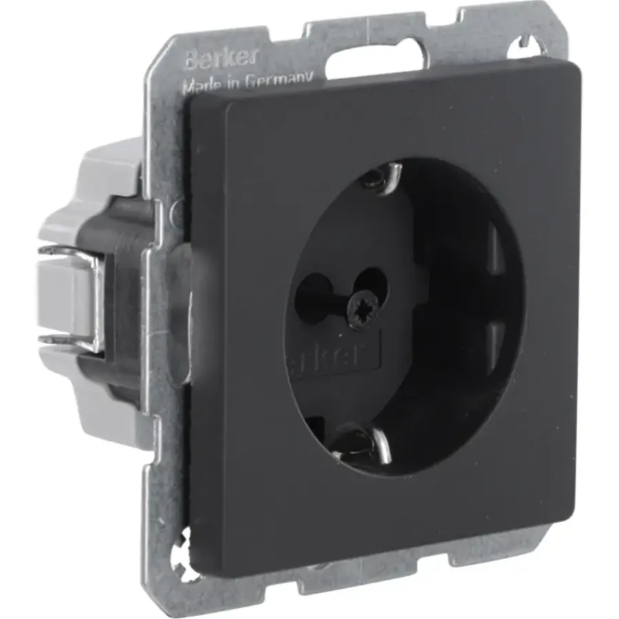 Inbouw Schakelmateriaal|Stopcontacten & Overige Contactdozen > Berker Q1 Enkel Stopcontact Geaard Antraciet