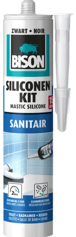 Toebehoren En Benodigdheden > Bison siliconenkit sanitair zwart koker 300 ml