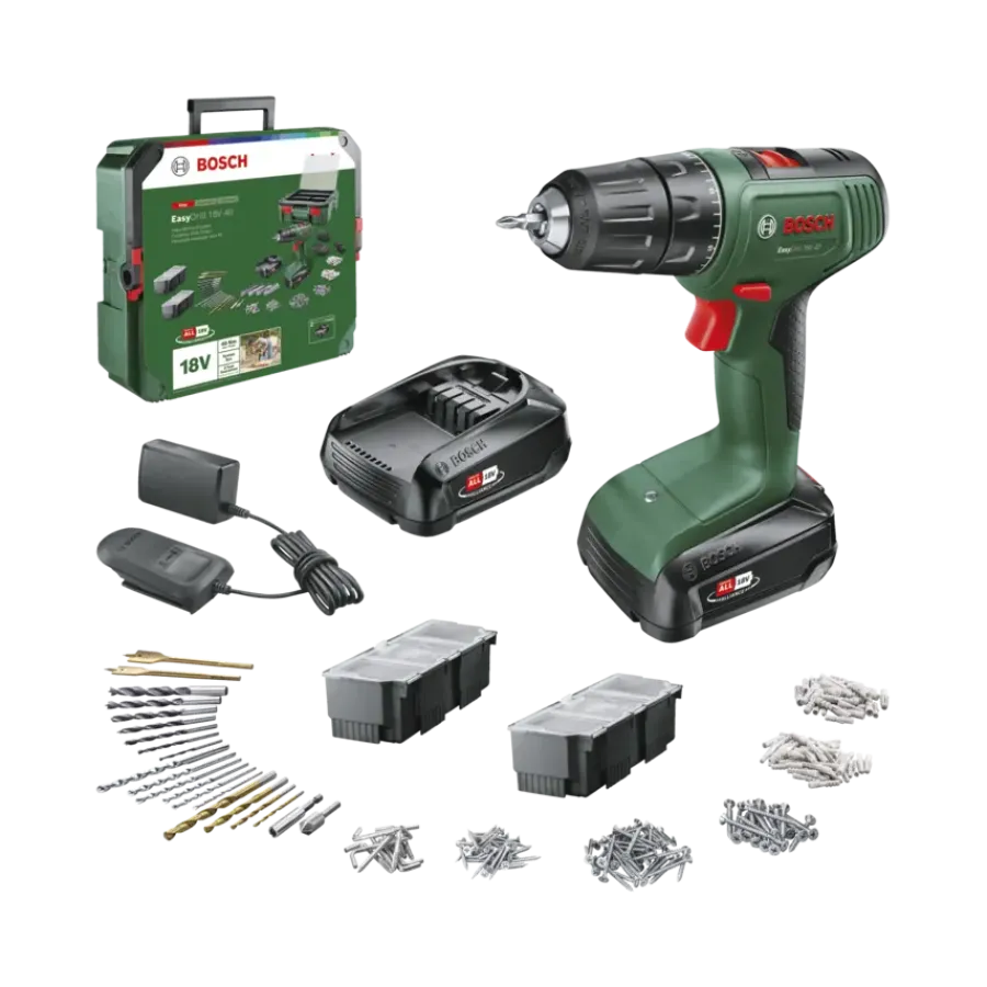 Accuboormachines|Boormachines > Bosch 18V accuboormachine EasyDrill Systeembox met 241 accessoires (incl. 2 accu's 1.5Ah + lader)