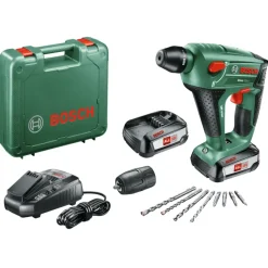 Accuboormachines|Boormachines > Bosch 18V boorhamer UneoMaxx met extra boorkop en 8-delige accessoireset (Incl. 2 accu's 2.5Ah + lader)