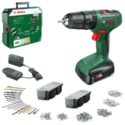 Accuboormachines|Boormachines > Bosch 18V klopboor EasyImpact incl. 1.5Ah accu+lader en 241-delige accessoireset in luxe koffer
