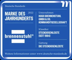 Stekkerdozen > Brennenstuhl Secure-Tec 19.500 A stekkerdoos 8-voudig 3 meter snoer