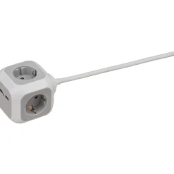 Stekkerdozen > Brennenstuhl Stekkerblok 4-voudig + 2 USB Grijs 1,4 Meter