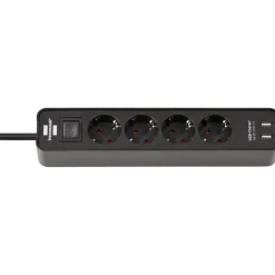 Stekkerdozen > Brennenstuhl stekkerdoos 4-voudig met 2 USB-aansluitingen en schakelaar zwart 1,5 meter