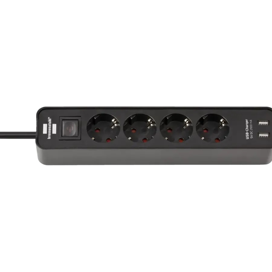 Stekkerdozen > Brennenstuhl stekkerdoos 4-voudig met 2 USB-aansluitingen en schakelaar zwart 1,5 meter