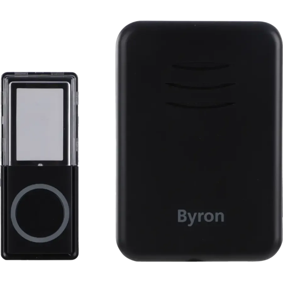 Intercoms & Deurbellen|Elektronische Beveiliging > Byron DBY-22352 Draadloze deurbelset plugin 150m Zwart