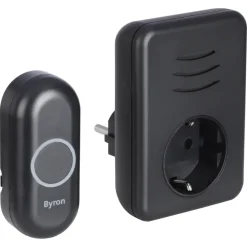 Intercoms & Deurbellen|Elektronische Beveiliging > Byron DBY-22353 Draadloze deurbelset plugin met stopcontact 150m zwart