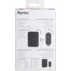 Intercoms & Deurbellen|Elektronische Beveiliging > Byron DBY-22353 Draadloze deurbelset plugin met stopcontact 150m zwart