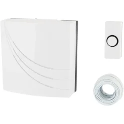 Intercoms & Deurbellen|Elektronische Beveiliging > Byron 761 deurbelset bedraad wit