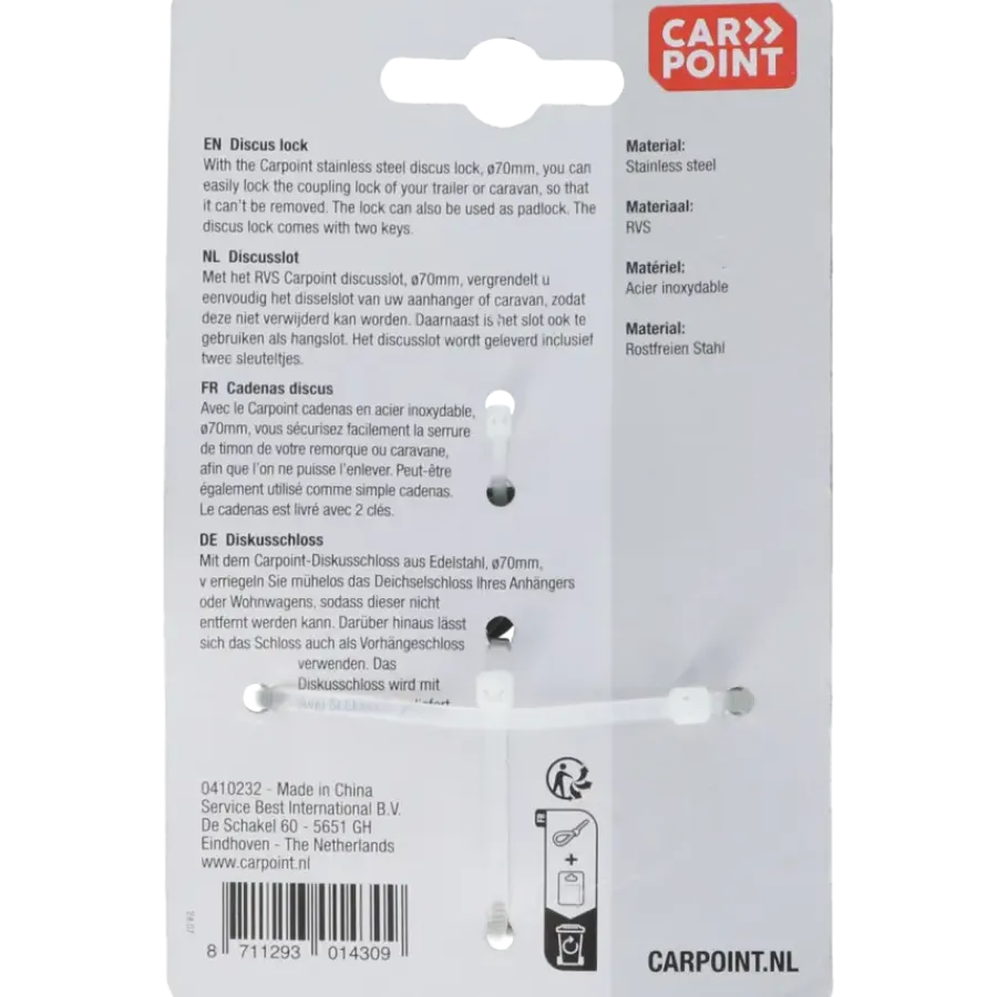 Aanhanger Accessoires > Carpoint Discusslot ø70mm