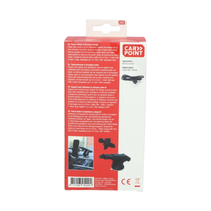 Computeraccessoires > Carpoint 3in1 telefoonhouder auto & Draadloze Qi Lader