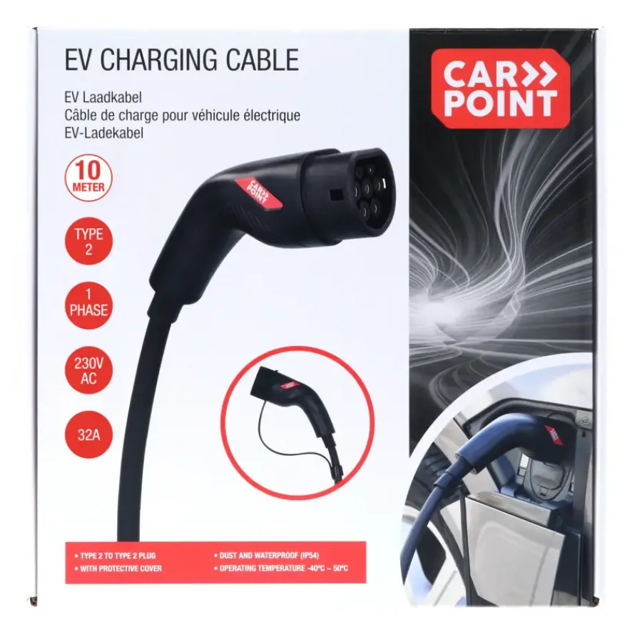 Verlengsnoeren > Carpoint laadkabel elektrische auto type 2 - 2 32a 1ph 10 meter