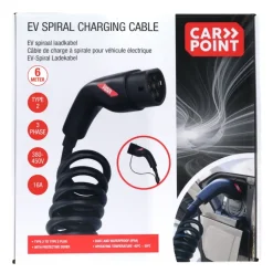 Verlengsnoeren > Carpoint spiraal laadkabel elektrische auto type 2 - 2 16a 3phase 6 meter