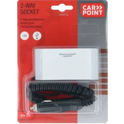 Interieuraccessoires > Carpoint 2-weg 12V stekkerdoos 2x12V en 1X USB