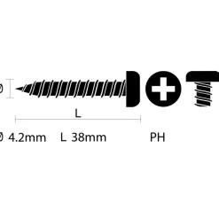 Carroserie schroef cilinderkop verzinkt 4,2x38 mm 15 stuks