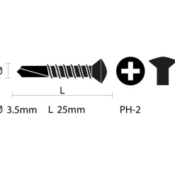 Carroserie schroef lenskop Verzinkt 3,5x25 mm 15 stuks
