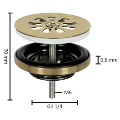 Afvoerbuizen & Hulpstukken > Differnz fonteinafvoerplug mat goud