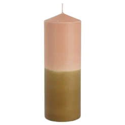 Dip-dye kaars stearine roze bruin- h20xd7cm