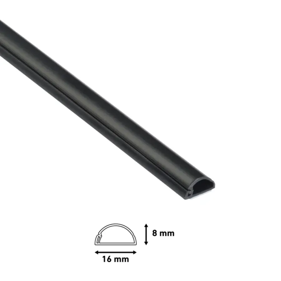 Kabelgoten > D-Line kabelgoot halfrond zwart 16/8 mm 2 meter