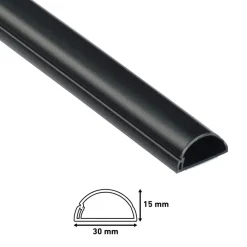 Kabelgoten > D-Line kabelgoot halfrond zwart 30/15 mm 1 meter